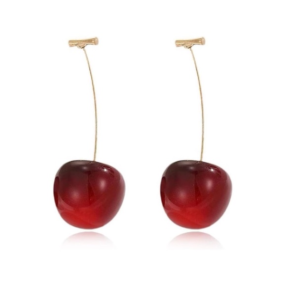 Jewelry - Gold Stem Cherry Earrings